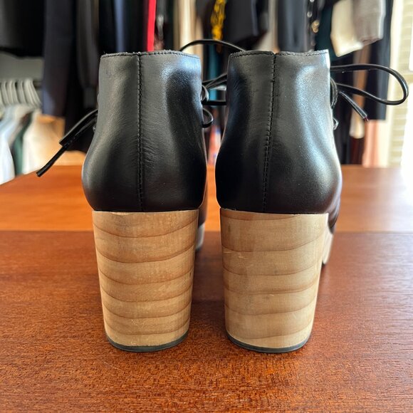 Kelsi Dagger Brooklyn North Ankle Boot Wooden Heel Clog Booties - Size 6.5 - Picture 3 of 7